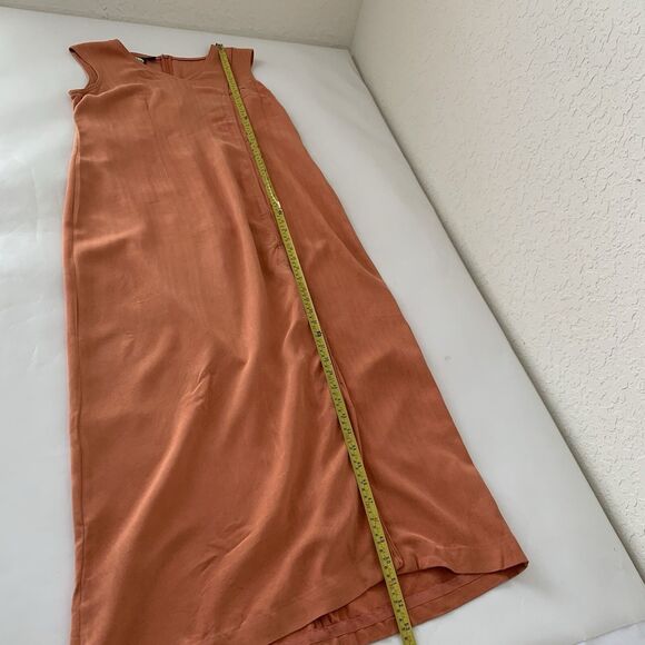 Vintage Tommy Bahama Maxi Dress Women 10 Orange 100% Silk Sleeveless 90s Beach - Picture 9 of 11